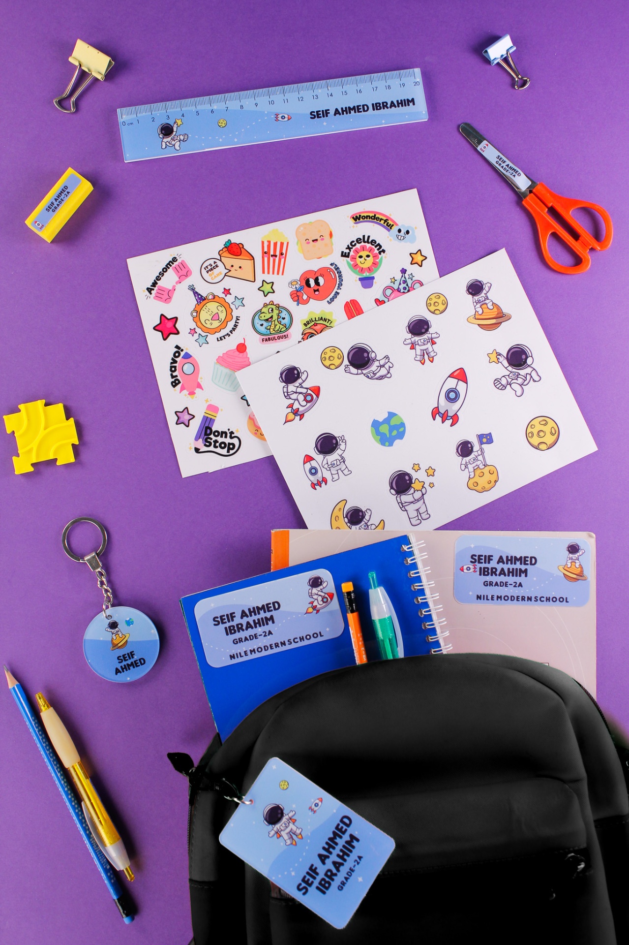 Personalized school labels on kids' items