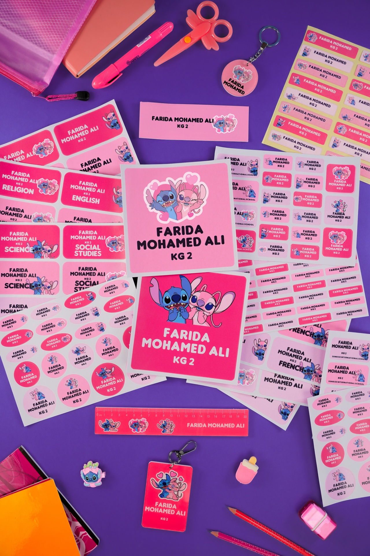 Personalized school labels on kids' items