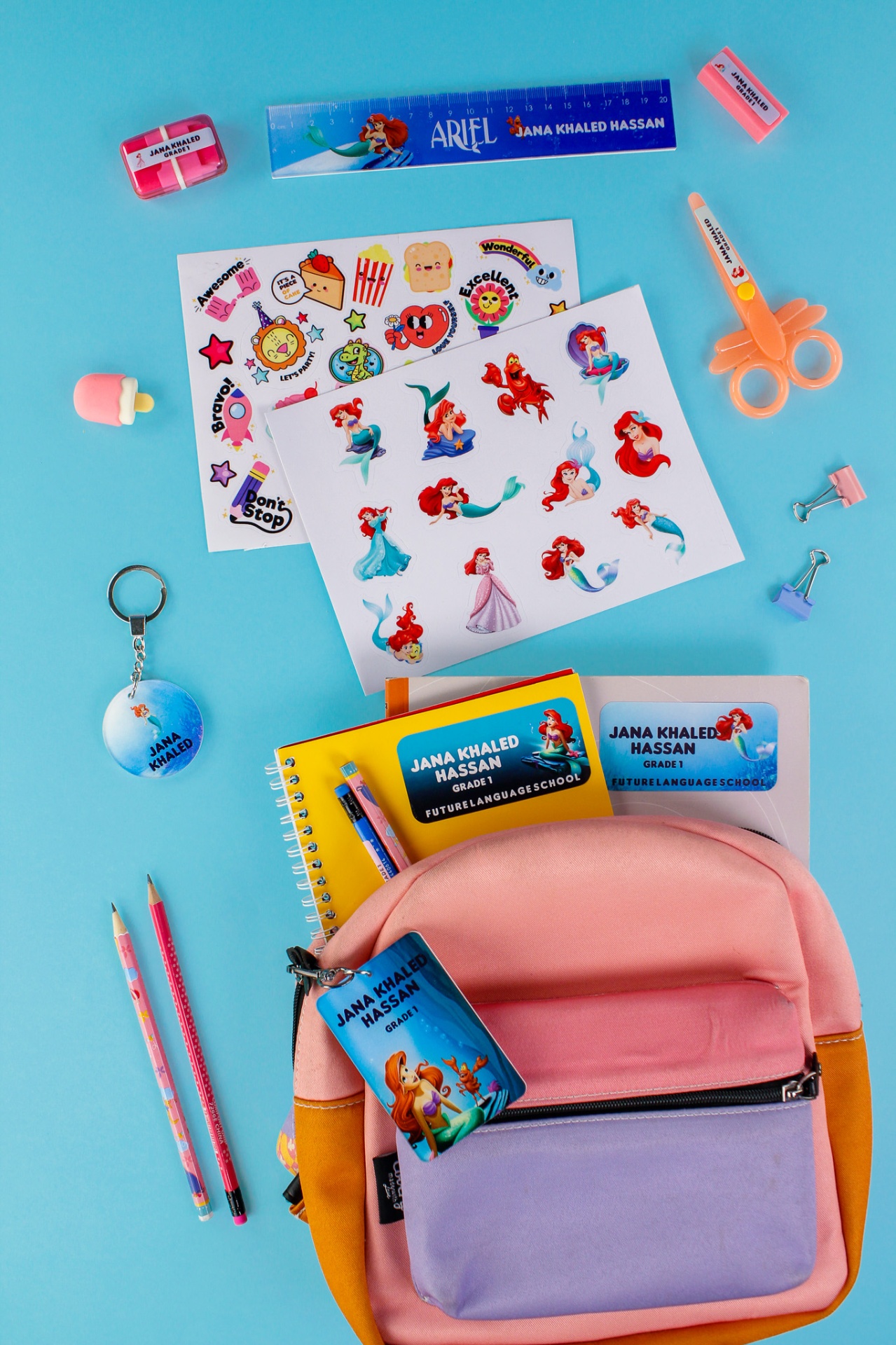 Personalized school labels on kids' items
